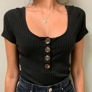 Black button down body suit